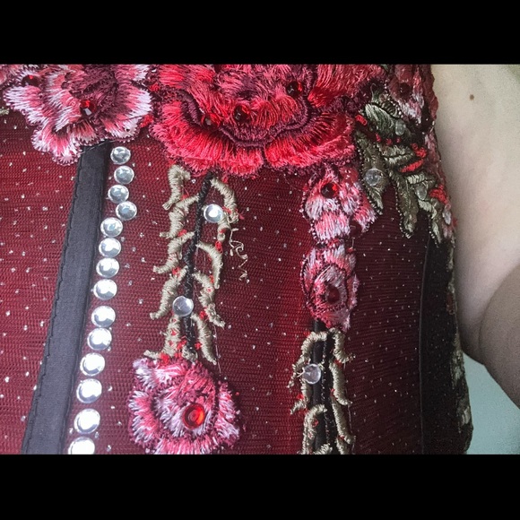 Elegant Red Strapless Prom Gown - Picture 8 of 9